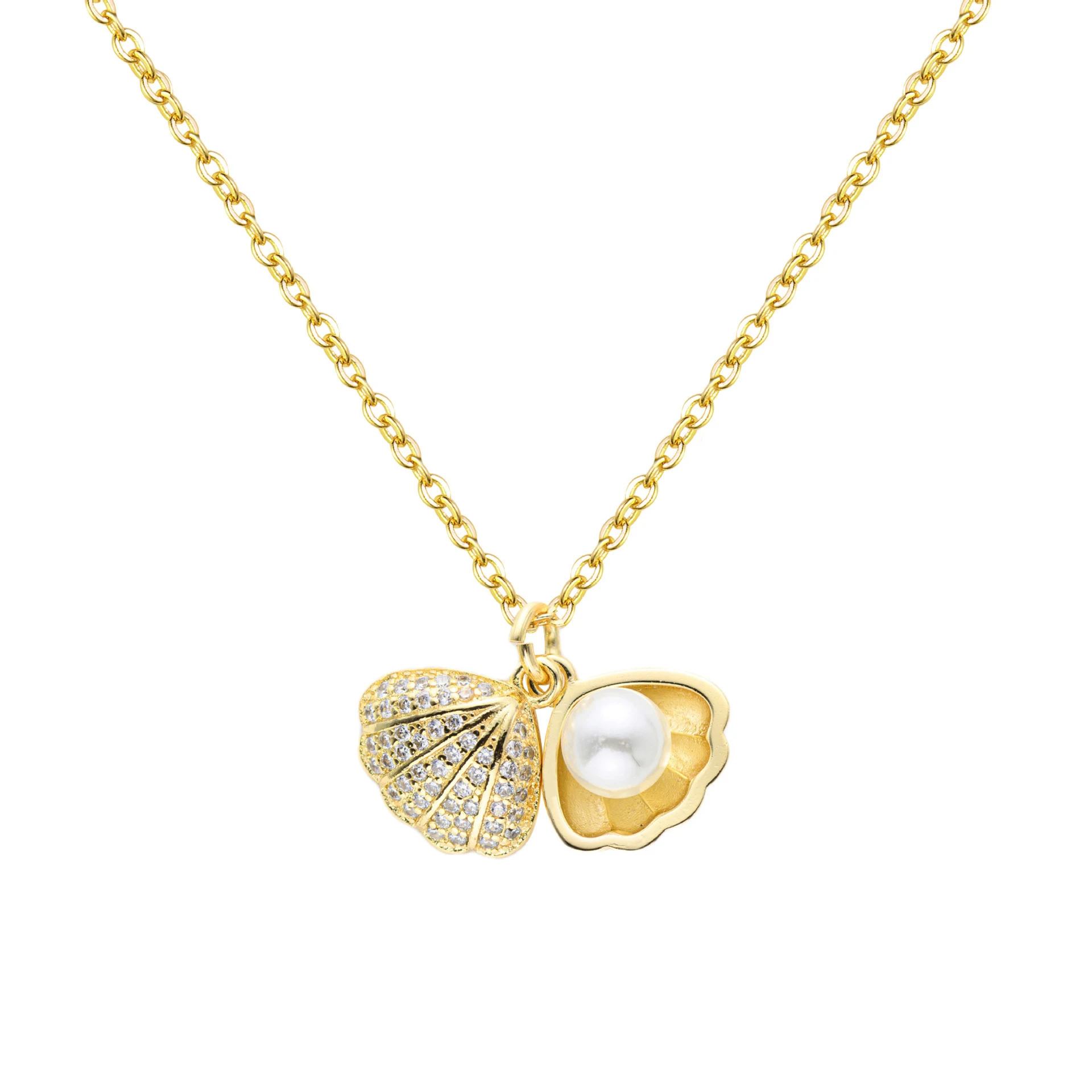 Title 1, Collier Diamant Mode, Perle Shell et Acier Tita...