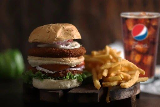 Crumbed Veg Jumbo Burger Meal