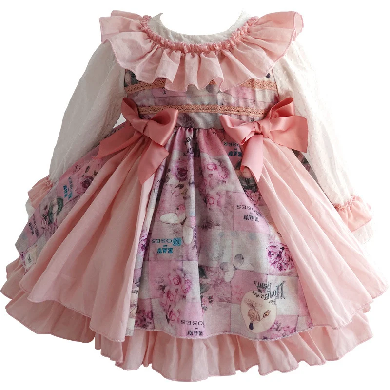 Meisjes lange mouw Lolita jurk, prinsessenstijl, Spaans paleis retro jurk voor speciale gelegenheden en schattige outfits.