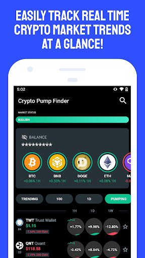 Screenshot Crypto Pump Finder for Bitcoin