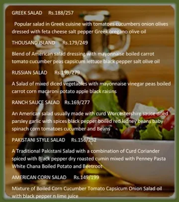 The Salad Hill menu 