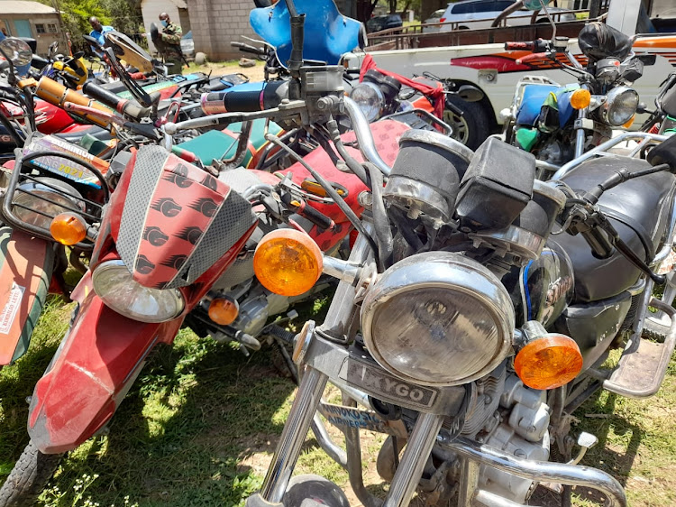 Impounded motorcycles at Athi River police station in Mavoko, Machakos County on Thursday, March 10, 2022.