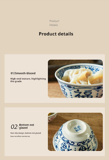 Title 2, Chinese Style Ceramic Bowl Home Rice Bowl Set. ...