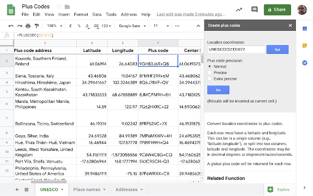Screenshot of Plus Codes