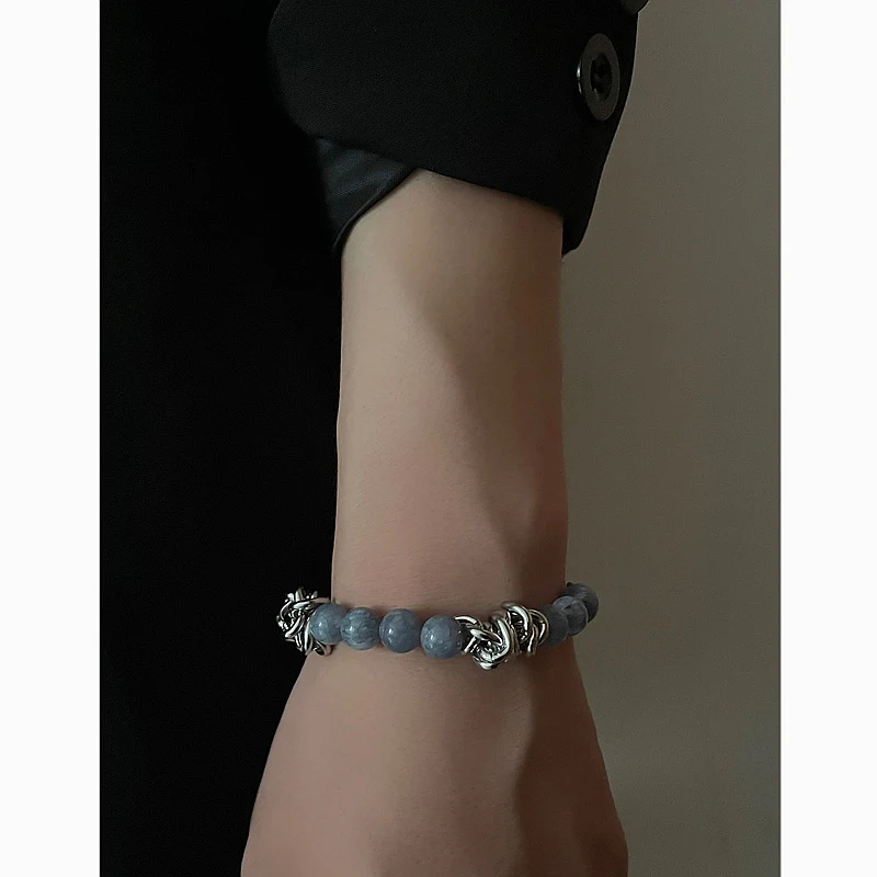 Pulseira de Jungla com Espinhos de Pedra Natural Hip-hop Personalidade, para homens e mulheres. Estilo único e marcante.
