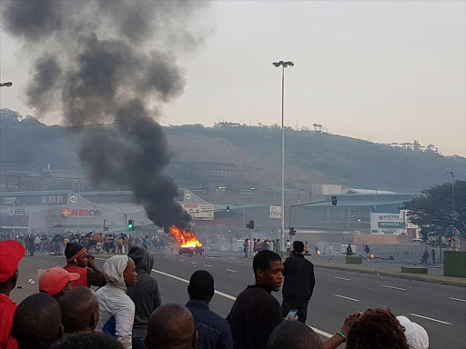 Angry protesters blocked roads in Durban. Picture credits: Arrive Alive