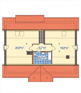 Sielanka 30 st. wersja A dach 2-spadowy bez garażu - Rzut poddasza do adaptacji