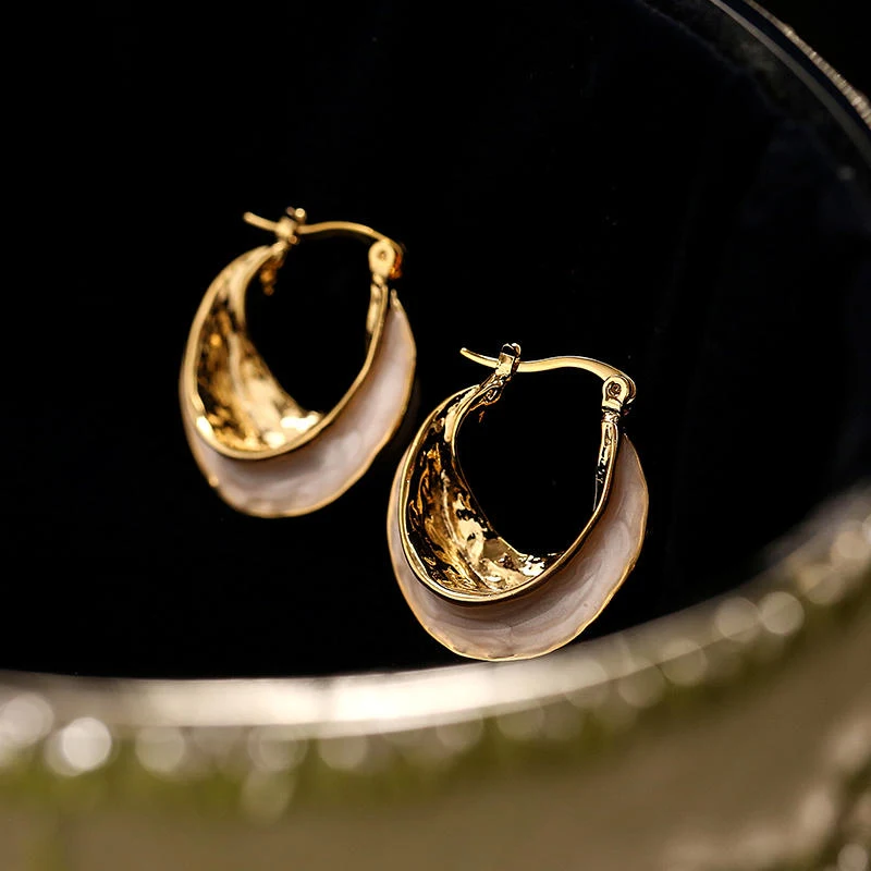 Title 4, Womens Drip Glazed French Circle Earrings, sty...