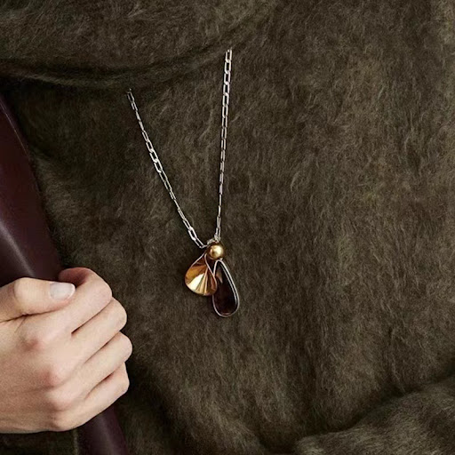 Title 3, Vintage Amber Water Drop Pendant Necklace for W...