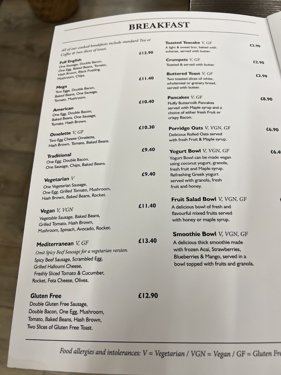 All Things Nice Cafe gluten-free menu