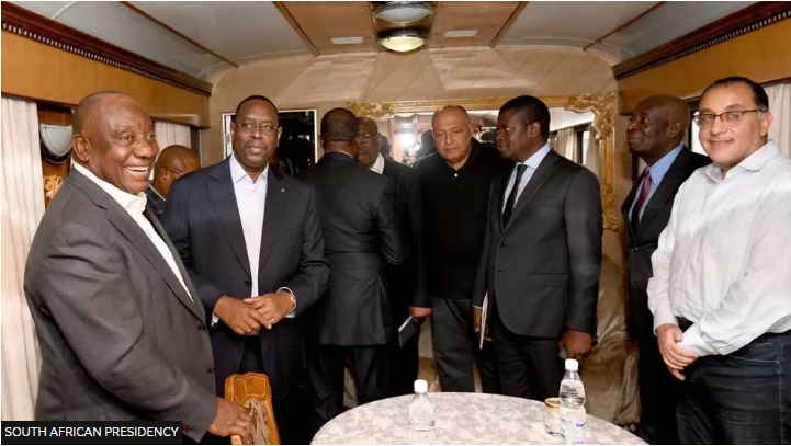 The African leaders travelled to Ukraine by train from Poland