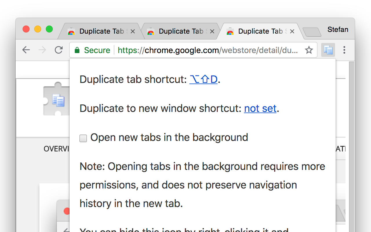 Duplicate Tab Shortcut Preview image 0