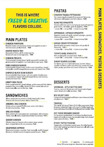 California Pizza Kitchen menu 