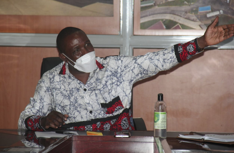 The Chief Administrative Secretary for fisheries Lawrence Omuhaka addressing fish traders.