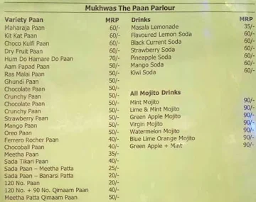 Mukhwas The Pan Parlour menu 