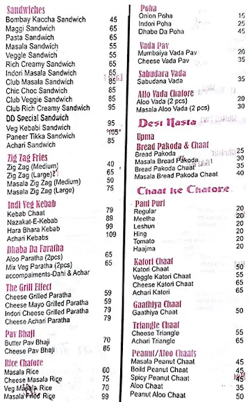 Chaat Chatore menu 