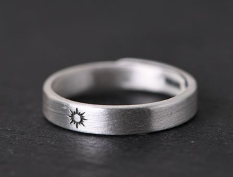 Title 2, Girlfriends Style Sun Moon Silver Jewelry Ring,...