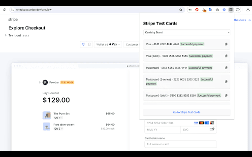 Stripe Test Cards