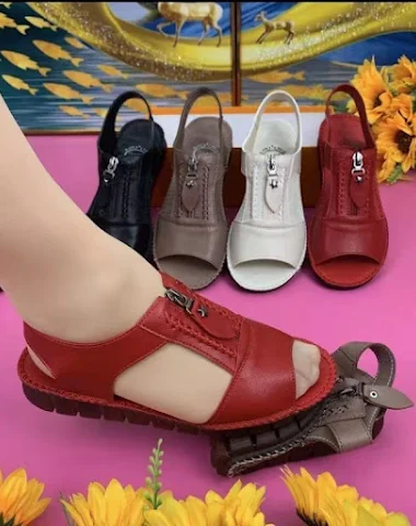 Sandales pour femme en cuir souple, - 3