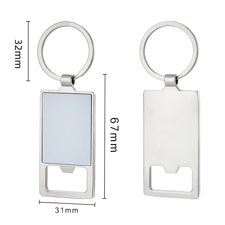 Porte-clés décapsuleur en métal vierge transfert thermique personnalisable Cadeau promotionnel pratique et utile.