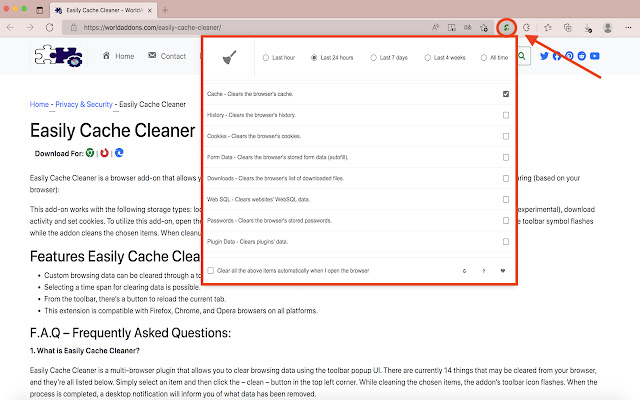 Easily Cache Cleaner chrome extension