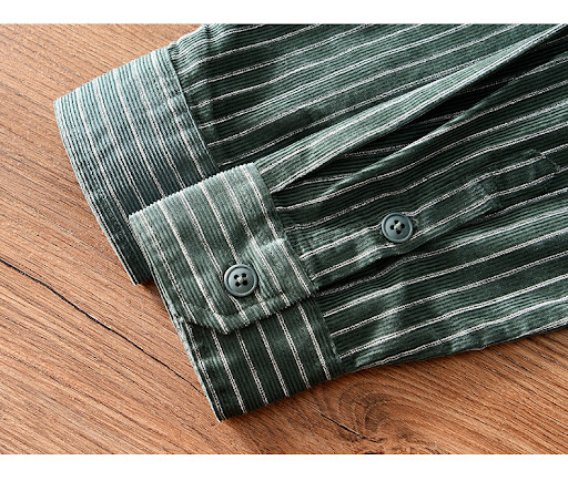 Title 9, Retro Stitching Two-pocket Long-sleeved Striped...