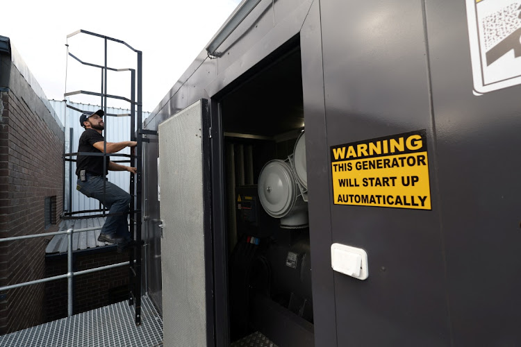 Two big diesel generators help keep conveyor belts and cold storage units functional at the Bella Frutta packaging warehouse as farmers struggle to produce export-quality fruit due to ongoing power cuts.