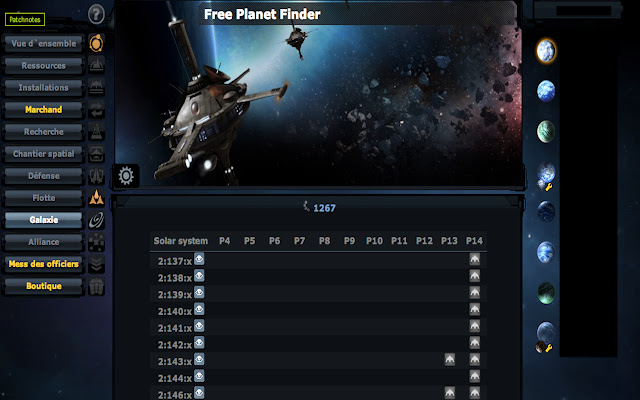 OGame Free Planet Finder Extension