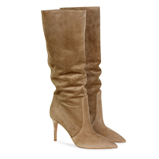 Title 2, Brown suede stiletto heel fashion mid tube knee...
