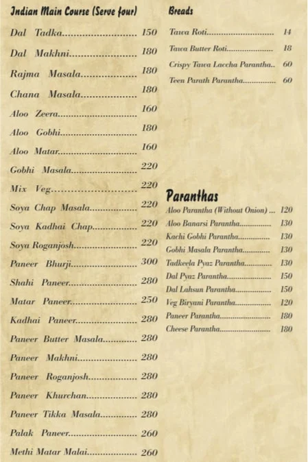 Shahji's Paratha House menu 