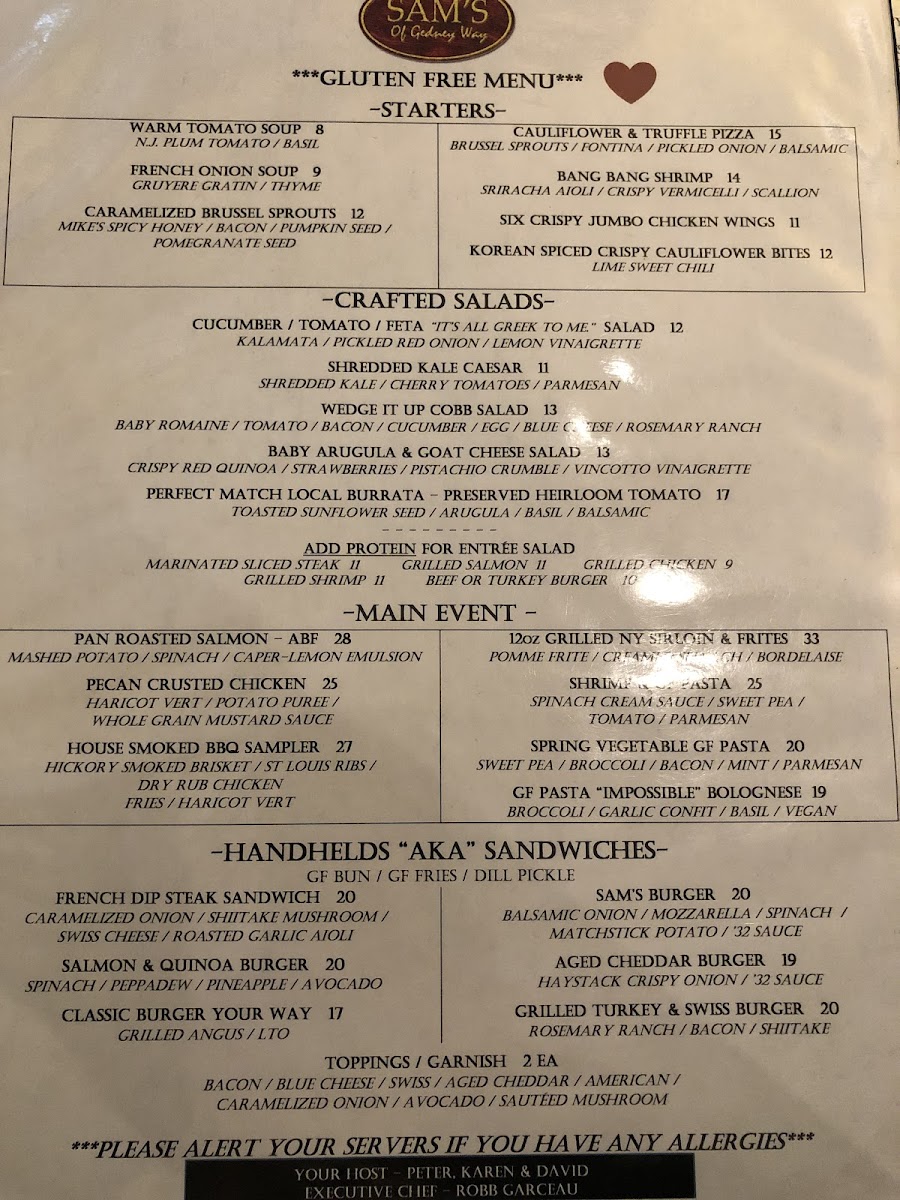 Huge gf menu!