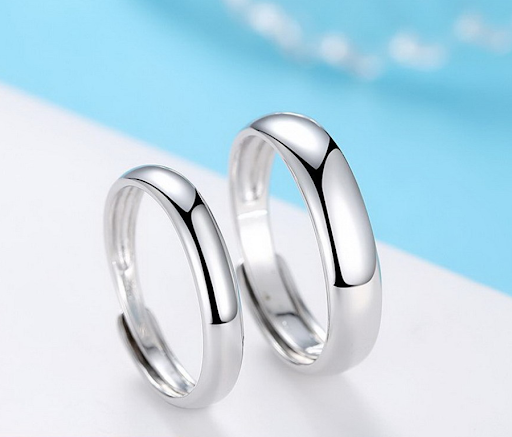 Title 1, Glossy Simple Mens Silver Ring for Everyday We...