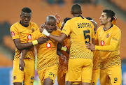 Kaizer Chiefs midfielder Willard Katsande celebrates with teammates after scoring in an Absa Premiership match against Black Leopards at FNB Stadium on November 7, 2018. 