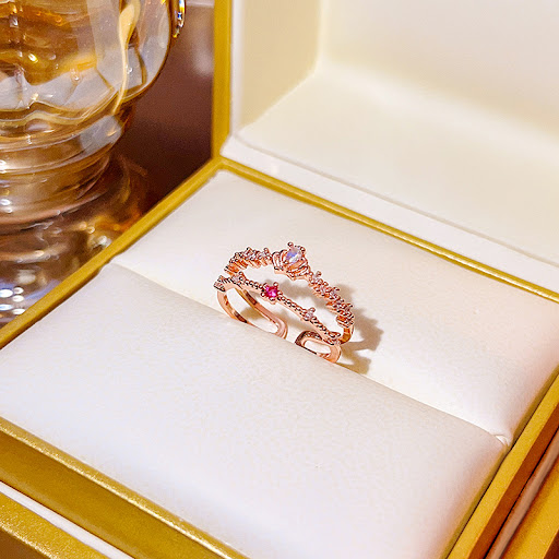 Title 6, Champagne Double-layer Design Index Finger Ring...