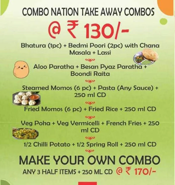 Combo Nation menu 