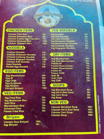 Mount Everest Momos And Fast Food Biryani Kababs menu 