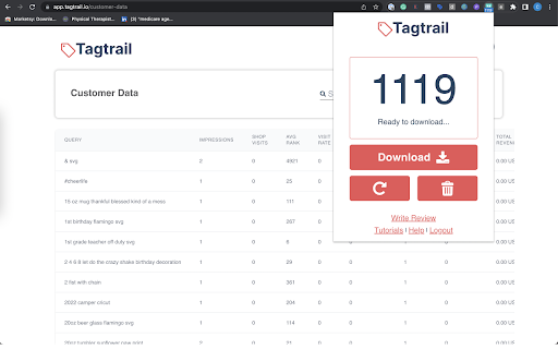 Tagtrail: Etsy Search Analytics Tool