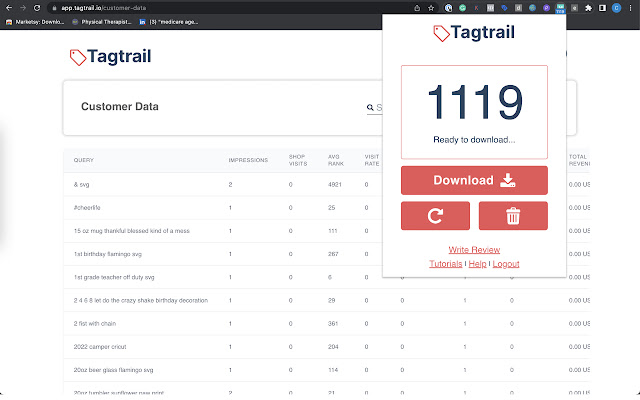 Tagtrail: Etsy Search Analytics Tool chrome extension