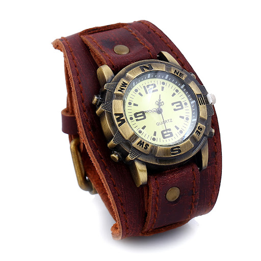 Title 1, New Punk Retro Cowhide Bracelet Watch for Men, ...