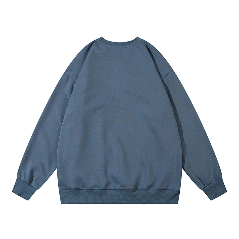 Jersey holgado con cuello redondo y estampado de gatito para hombre