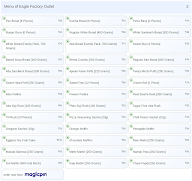 Eagle Factory Outlet menu 2