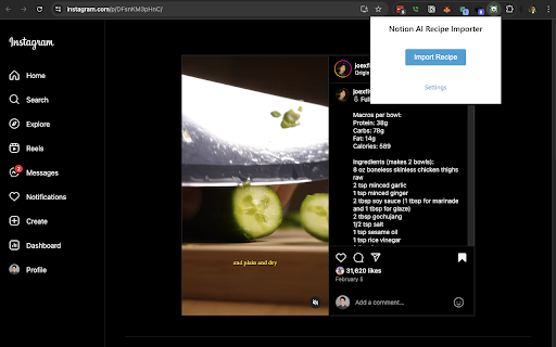 Notion AI Recipe Importer