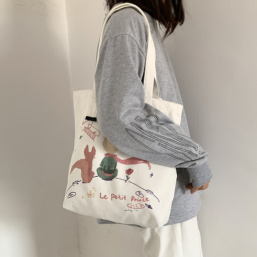 Title 1, Cute cartoon large capacity canvas bag, perfect...