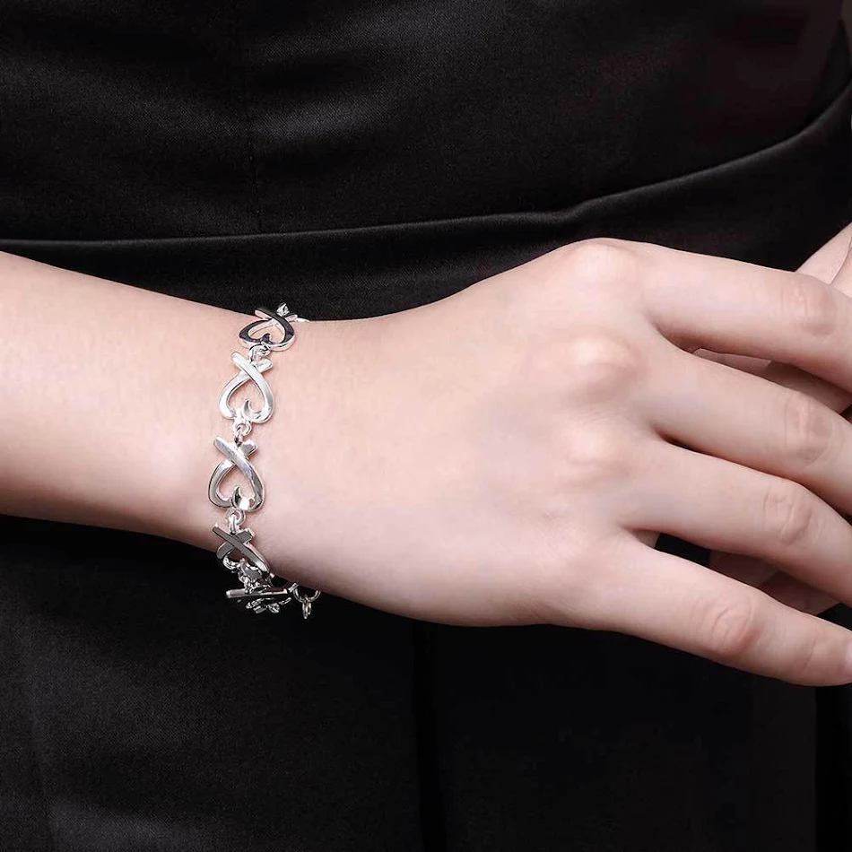 Bracelet en algues marines en forme de cœur, style coréen, argent, vente directe d'usine, un bijou magnifique.