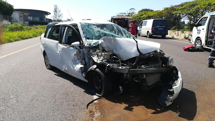 One of the vehicles involved in a collision on the M41 opposite Cornubia Mall, north of Durban.