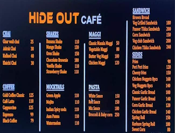 Hide Out Cafe menu 