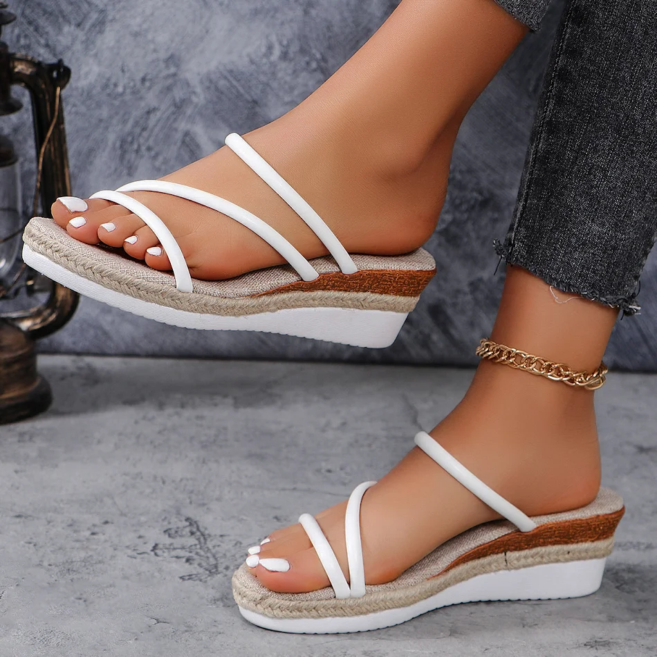 Ethnic Style One Strap Sandals Platform Wedge Buckle Plus Size. Comfortable summer style with a single strap for a fashi