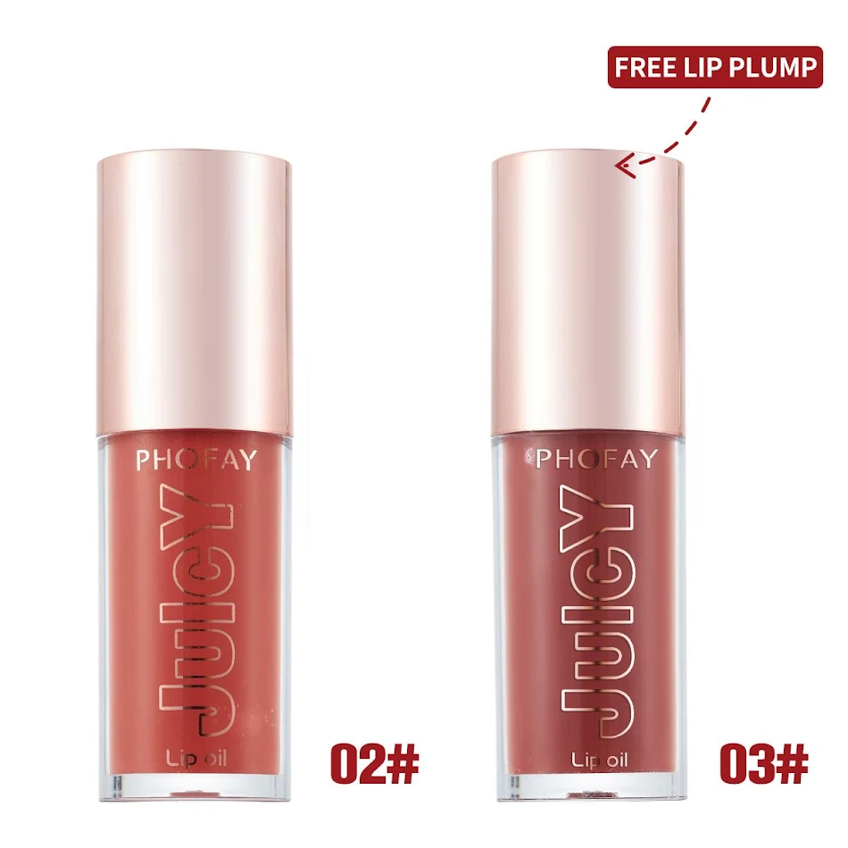PHOFAY Juicy Lip Oil Set provides hydrated, shiny lips. Achieve a fuller appearance with this lip care set for a natural