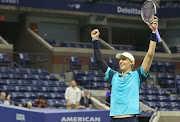 Kevin Anderson of South Africa celebrates after match point against Sam Querrey of the United States (not pictured) on day nine of the 2017 US Open tennis tournament at USTA Billie Jean King National Tennis Center. 