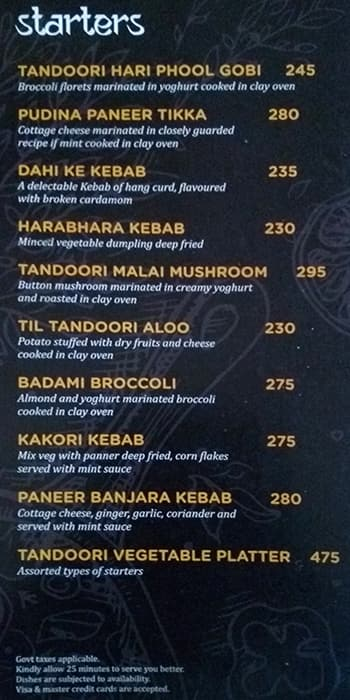 The Cook menu 